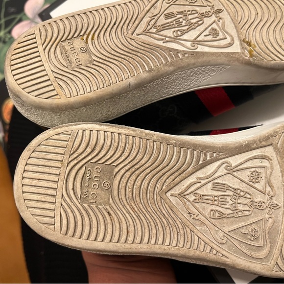Gucci Supreme Men’s Sneaker Black GG Print with Red and Blue Stripe Sz 7 - Picture 6 of 10